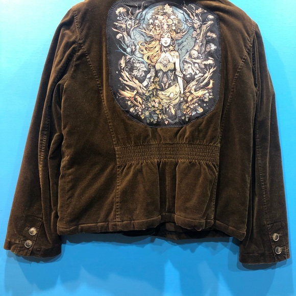 Handmade jacket FREYA VIKING WARRIOR QUEEN womens M upcycled wearable art PTP 22 - Picture 3 of 13